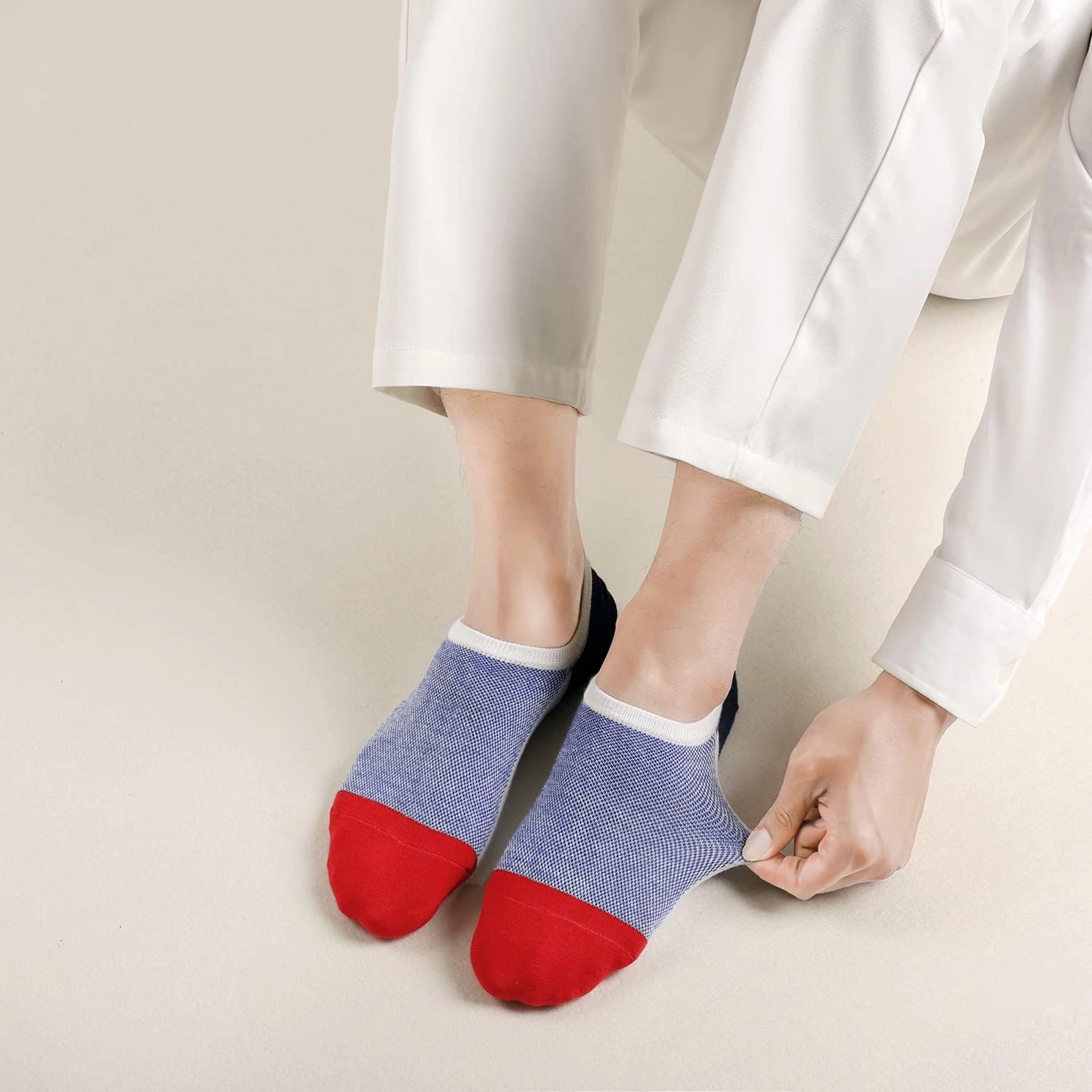 Mottee&Zconia No Show Sock Low Cut Ankle Short Socks for Men Basic Casual Anti-skid Cotton Socks with Non Slip Grips