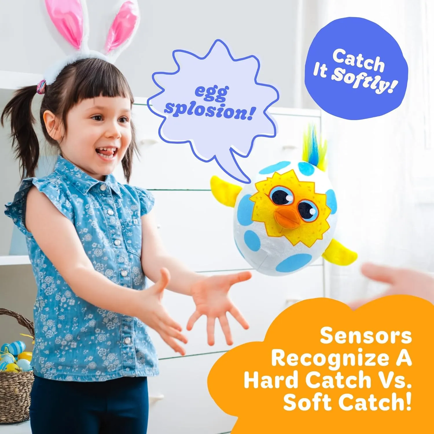 Move2Play, Egg Toss, Hilariously Wild and Fun Active Play Game | Easter Basket Stuffer | Easter Gift for Kids & Toddlers | Boys & Girls Ages 3, 4-8  | Indoor/Outdoor Toy