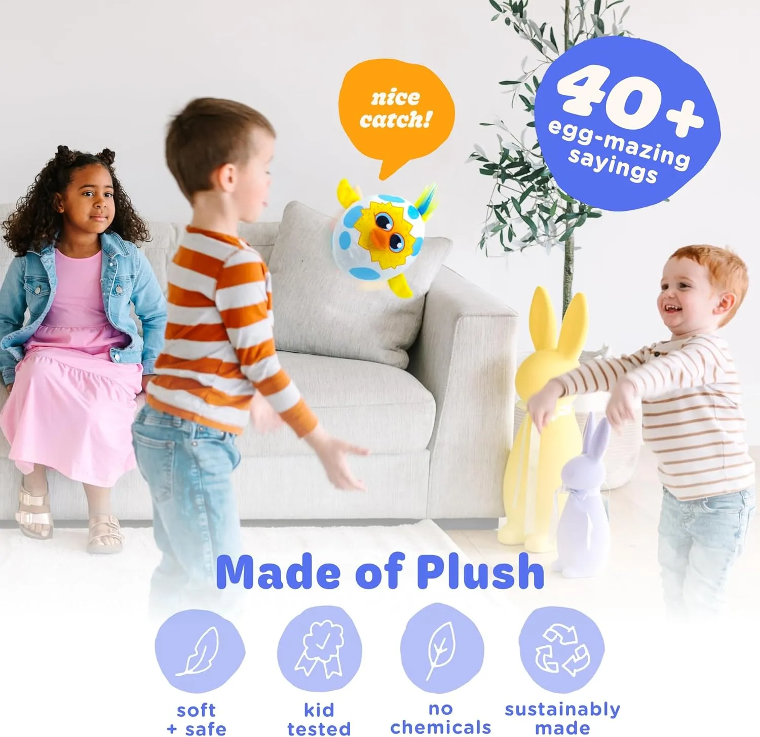 Move2Play, Egg Toss, Hilariously Wild and Fun Active Play Game | Easter Basket Stuffer | Easter Gift for Kids & Toddlers | Boys & Girls Ages 3, 4-8  | Indoor/Outdoor Toy