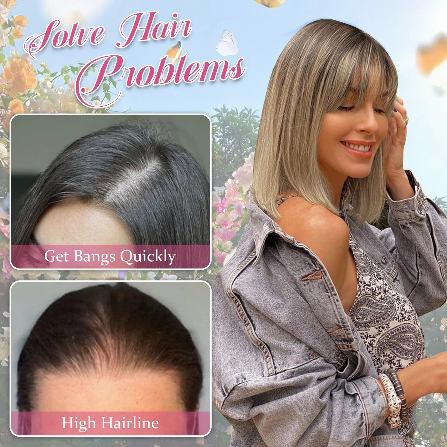 Ms Taj 12 Inch Hair Topper with Bangs, 360° Cover Synthetic Clip in Bangs, 4"x5" Bangs Natural Straight Fiber Hair Toppers for Women, Breathable & Comfortable for Daily Wear(Soft Brown)