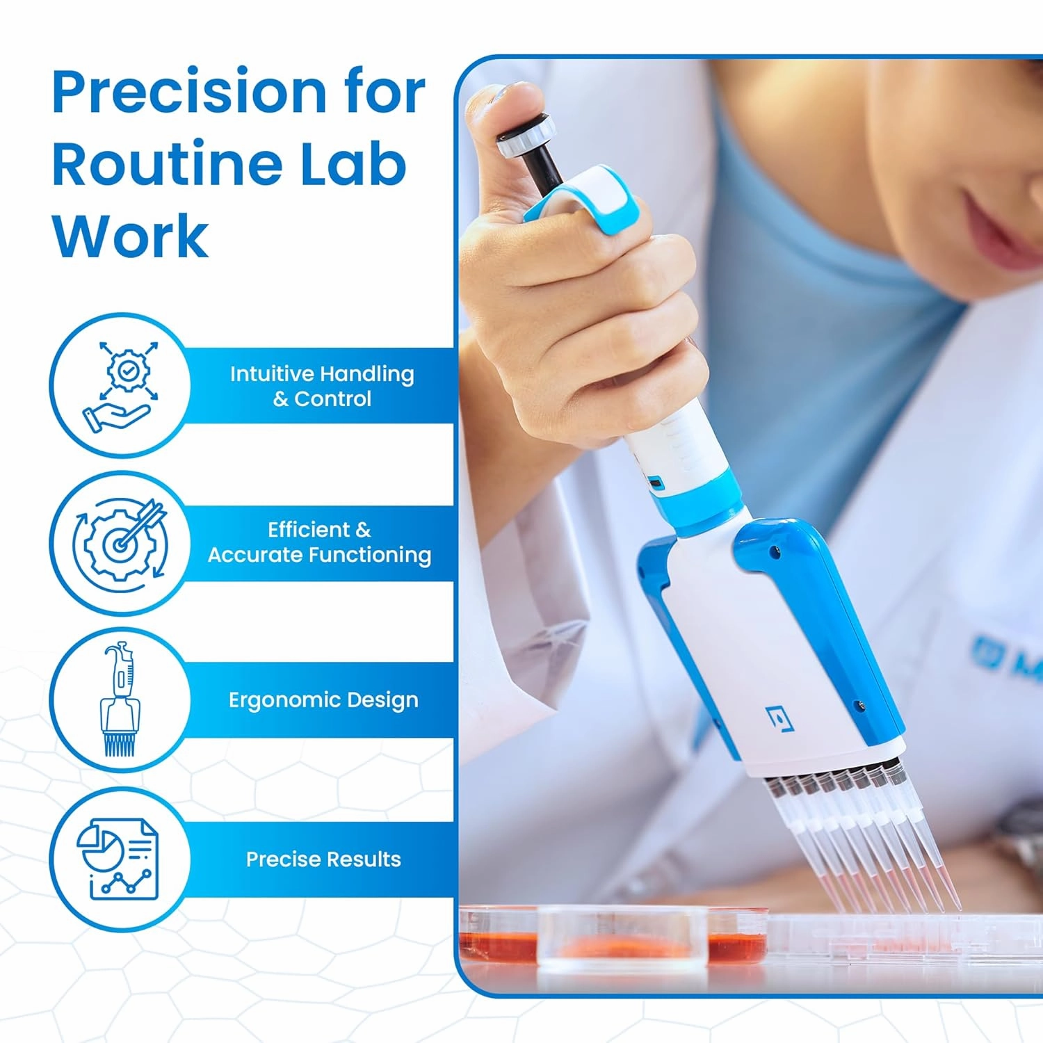 Multi Channel Pipettes with Adjustable Volume, Accurate and Calibrated Micropipette for 2-20ul Liquid Capacity, 12-Channel Micropipettes Compatible with Pipette Tips