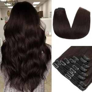 MY-LADY Double Weft Clip in Hair Extensions 100% Remy Human Hair 18 inch 140g 8pcs 18clips Grade 7A Quality Full Head Thick Long Soft Silky Straight #1B Natural Black