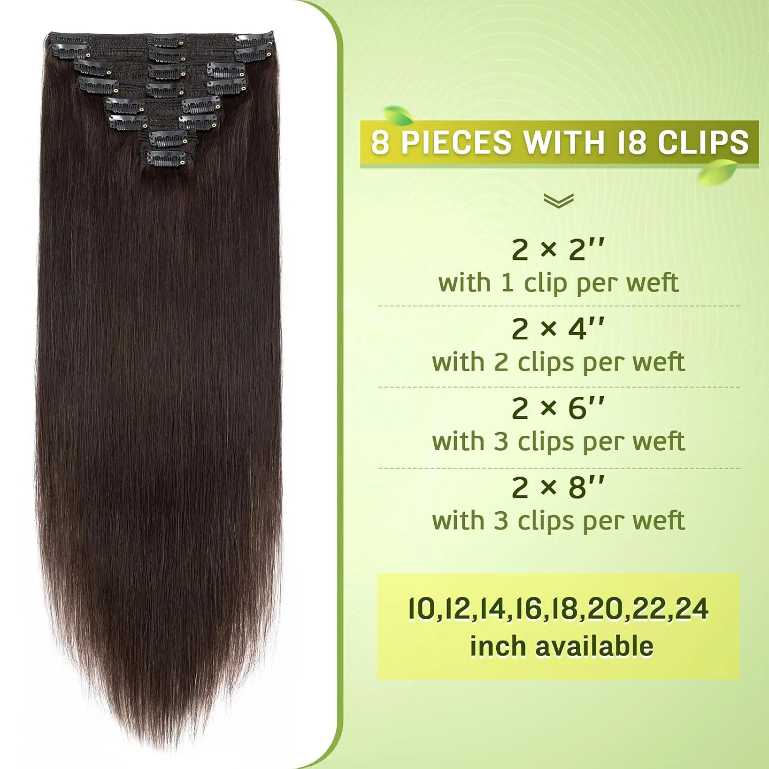 MY-LADY Double Weft Clip in Hair Extensions 100% Remy Human Hair 18 inch 140g 8pcs 18clips Grade 7A Quality Full Head Thick Long Soft Silky Straight #1B Natural Black
