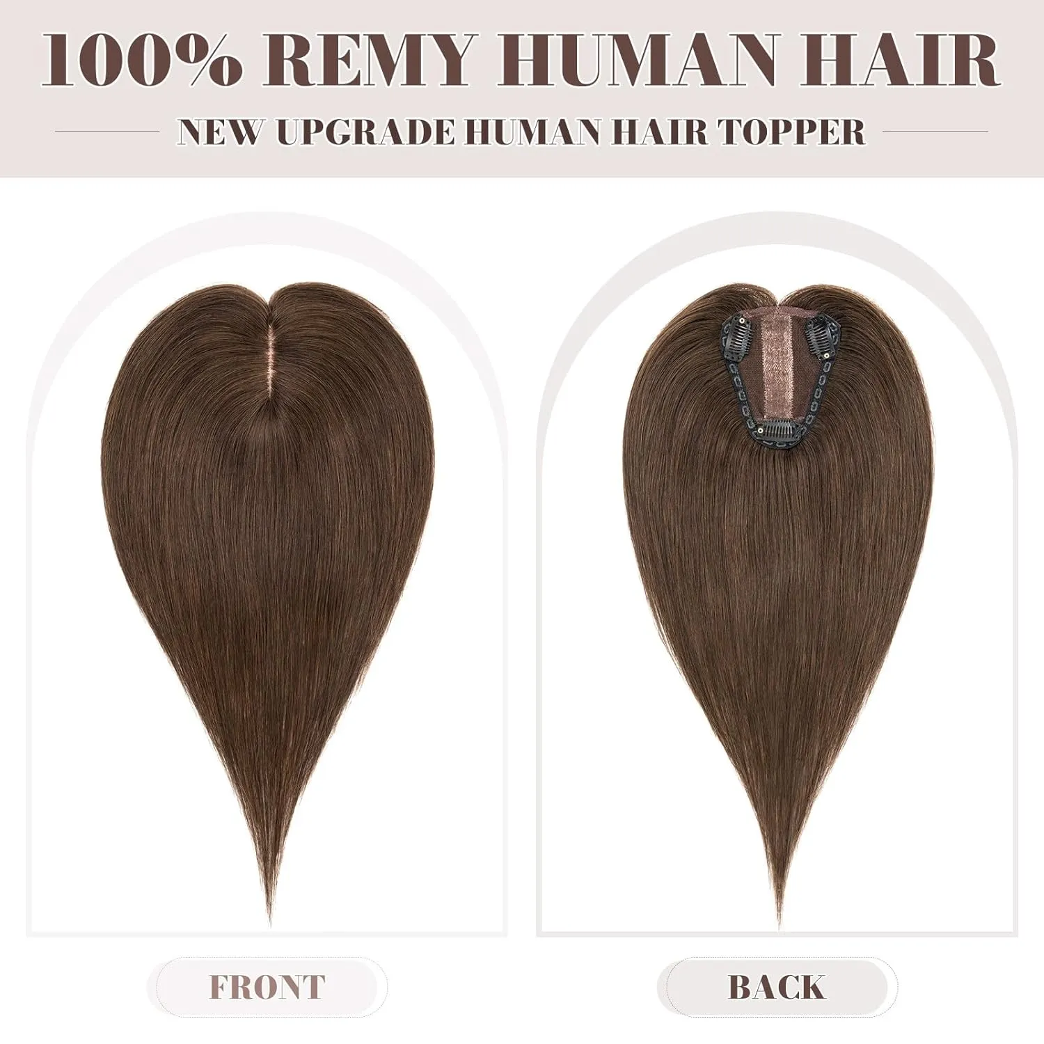 MY-LADY Human Hair Toppers for Women Real Human Hair for Thinning Hair 8 * 10CM Lace Silk Base Hair Pieces No Bangs Clip in Remy Hairpieces Hand-Tied 10 Inch Dark Brown