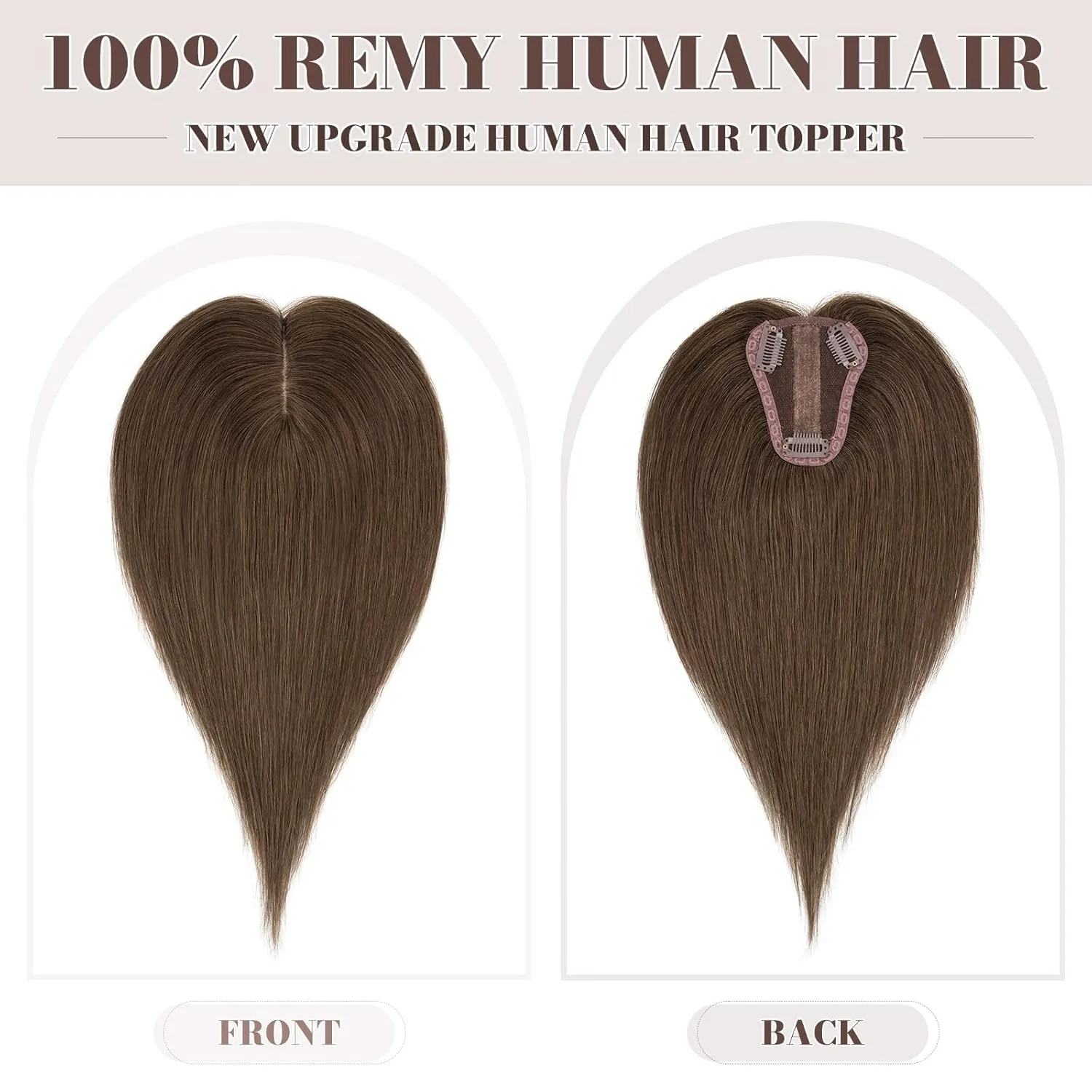 MY-LADY Human Hair Toppers for Women Real Human Hair for Thinning Hair 8 * 10CM Lace Silk Base Top Hair Pieces Clip in Remy Hairpieces Hand-Tied 10 Inch Chocolate Brown