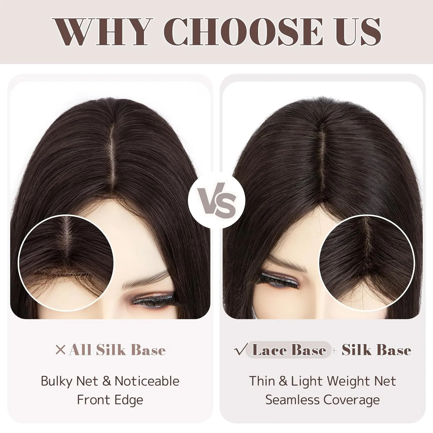 MY-LADY Human Hair Toppers for Women Real Human Hair for Thinning Hair 8 * 10CM Lace Silk Base Top Hair Pieces Clip in Remy Hairpieces Hand-Tied 10 Inch Chocolate Brown