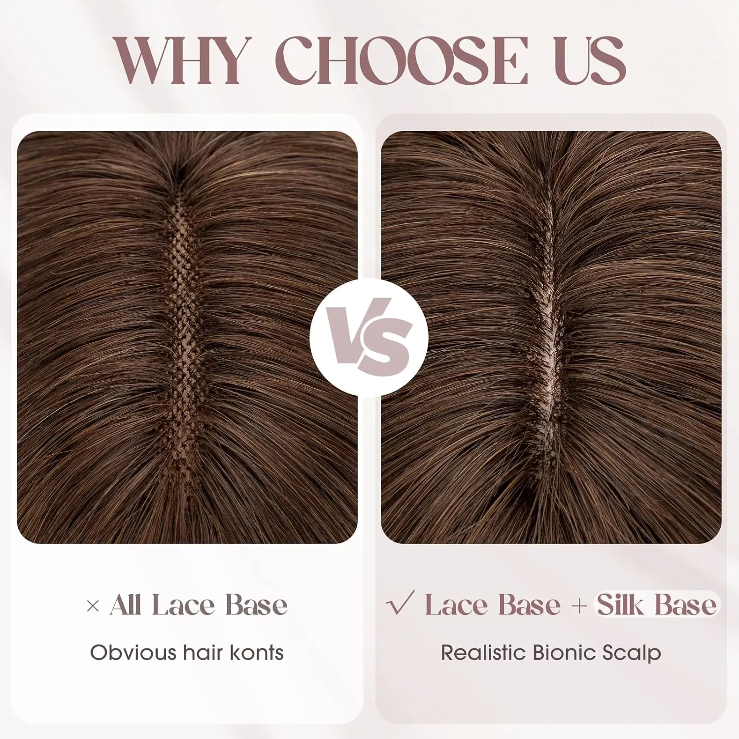 MY-LADY Human Hair Toppers for Women Real Human Hair with Bangs Thin 8 * 10CM Lace Silk Base Clip in Remy Hairpieces Hand-Tied Light Weight 10 Inch Light Brown