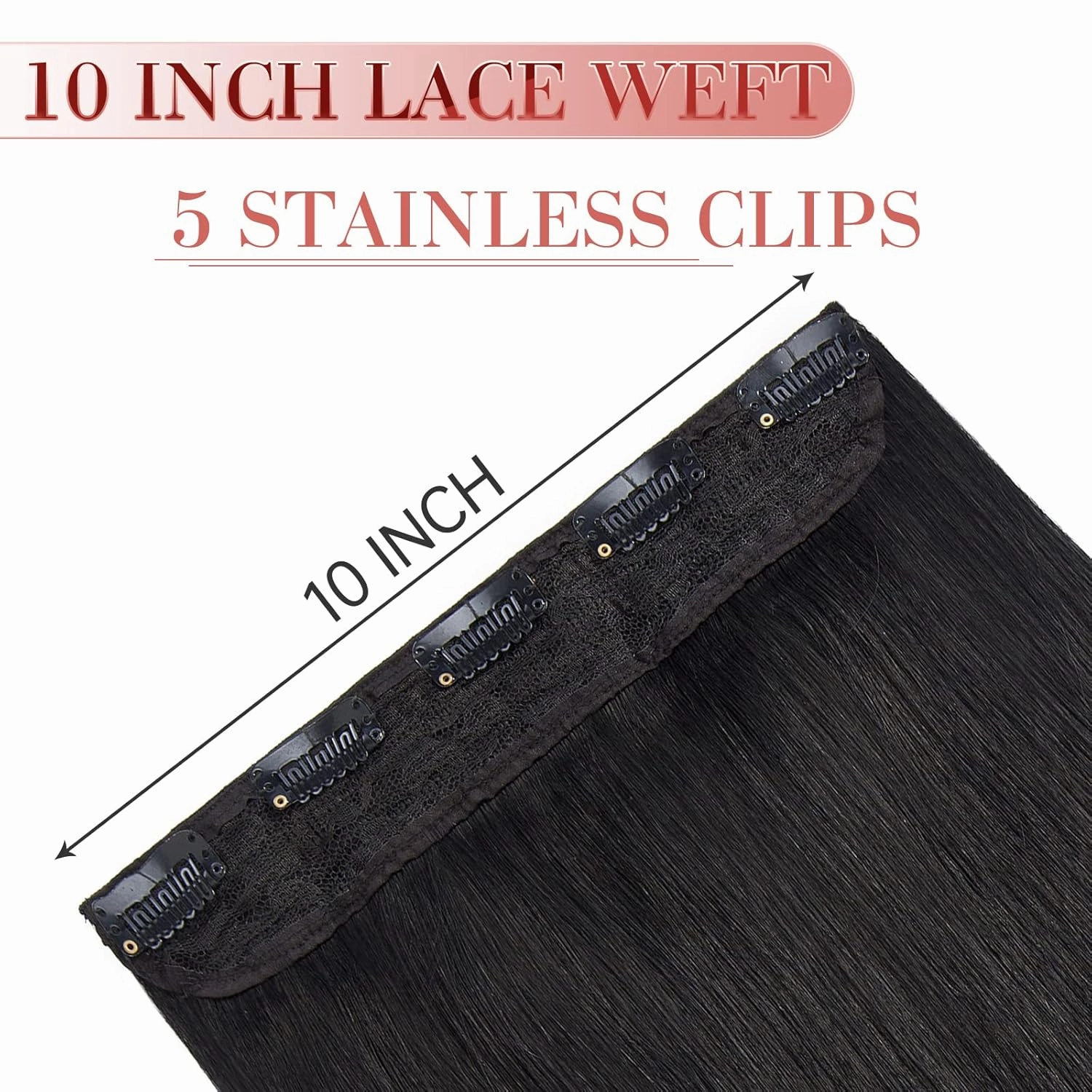 MY-LADY Clip in Hair Extensions Real Human Hair 1 Piece 12 Inch Remy Human Hair Extensions Clip ins 5 Clips 3/4 Full Head #1 Jet Black 40g