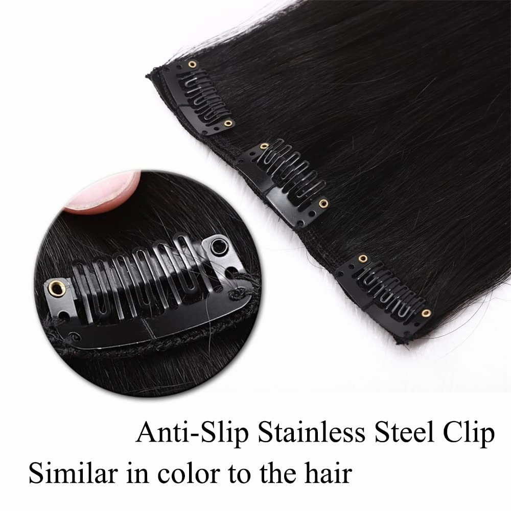 MY-LADY Clip in Hair Extensions Real Human Hair Jet Black 8 Inch 45g Remy Hair 8pcs Weft Balayage Full Head Natural for Women