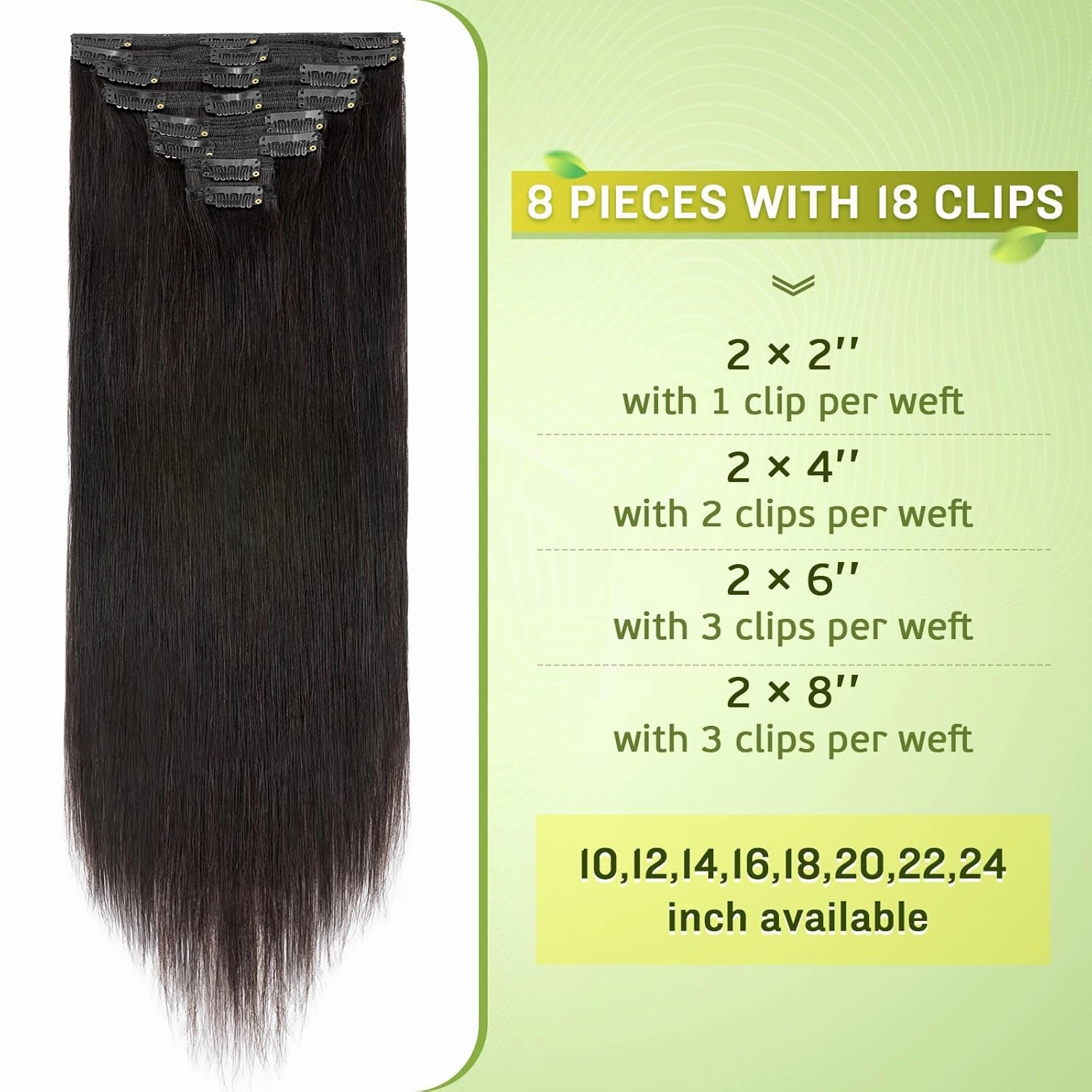 MY-LADY Double Weft 100% Remy Human Hair Clip in Extensions 14''-22'' Grade 7A Quality Full Head Thick Thickened Long Soft Silky Straight 8pcs 18clips Off Black (18" / 18 inch 140g,#1B Natural Black)