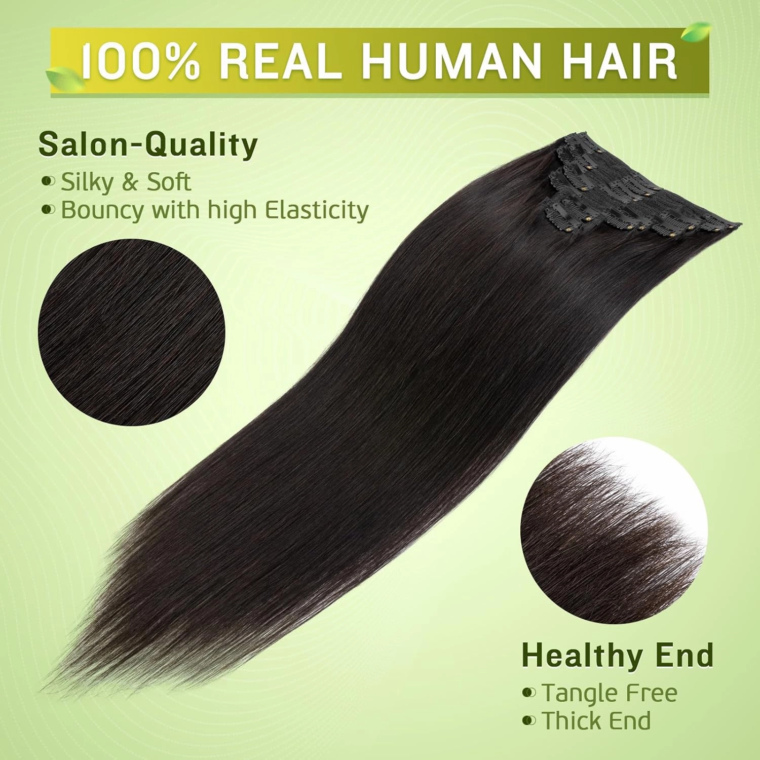 MY-LADY Double Weft 100% Remy Human Hair Clip in Extensions 14''-22'' Grade 7A Quality Full Head Thick Thickened Long Soft Silky Straight 8pcs 18clips Off Black (18" / 18 inch 140g,#1B Natural Black)