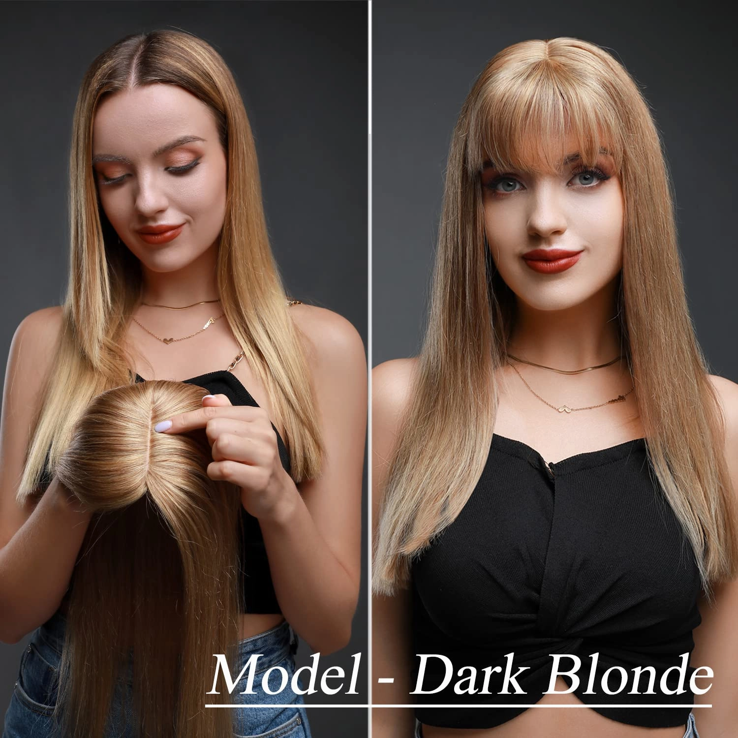 MY-LADY Human Hair Toppers for Women Real Human Hair for Thinning Hair 7 * 13CM Silk Base Hairpieces with Bangs 150% Density Clip in Remy Hair Piece 6 Inch Jet Black