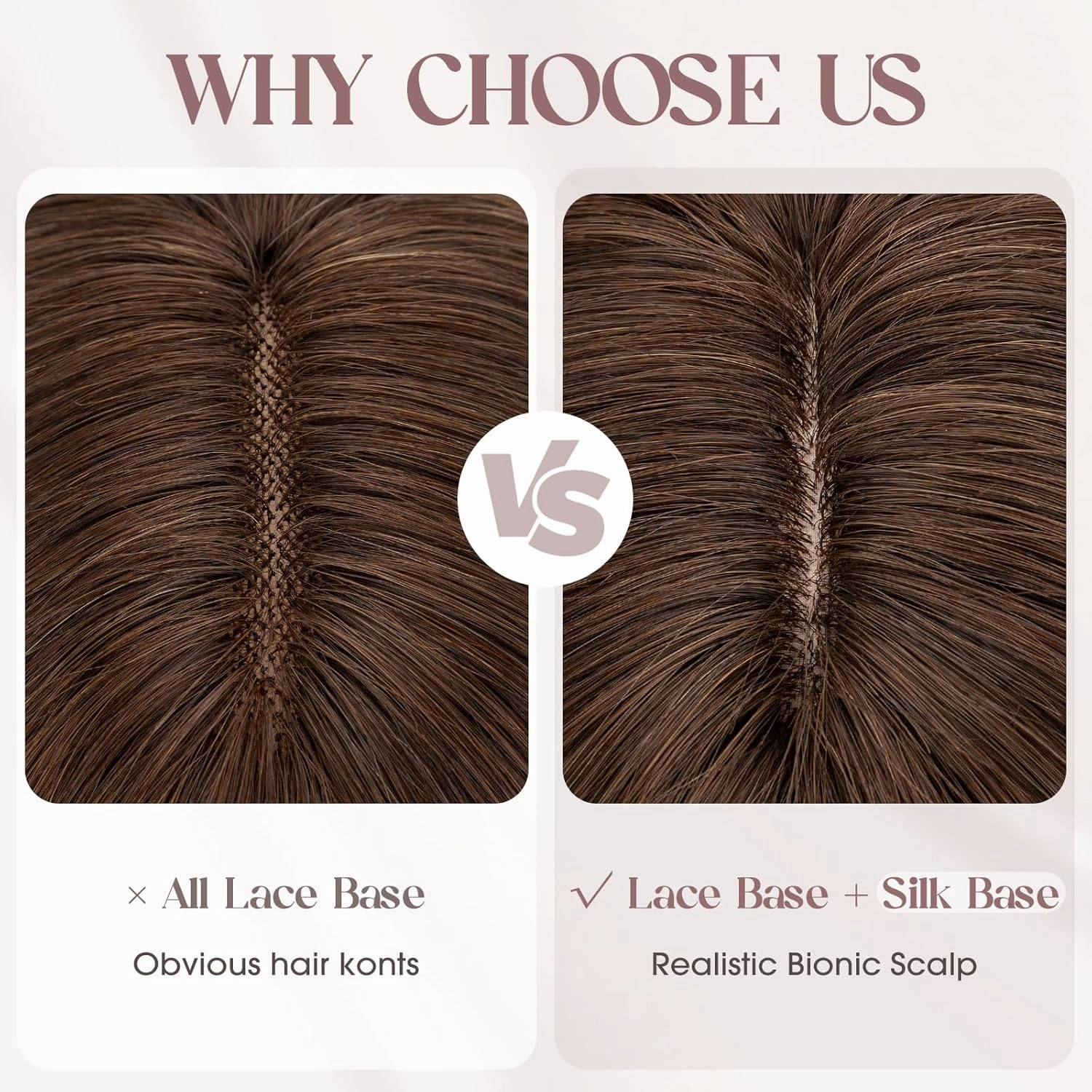 MY-LADY Human Hair Toppers for Women Real Human Hair with Bangs Thin 8 * 10CM Lace Silk Base Clip in Remy Hairpieces Hand-Tied Light Weight 10 Inch Medium Brown