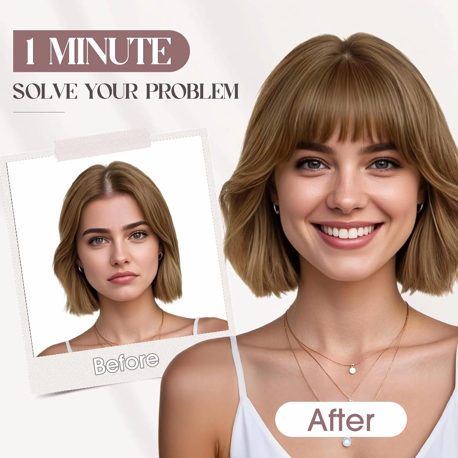 MY-LADY Human Hair Toppers for Women Real Human Hair with Bangs Thin 8 * 10CM Lace Silk Base Clip in Remy Hairpieces Hand-Tied Light Weight 10 Inch Medium Brown