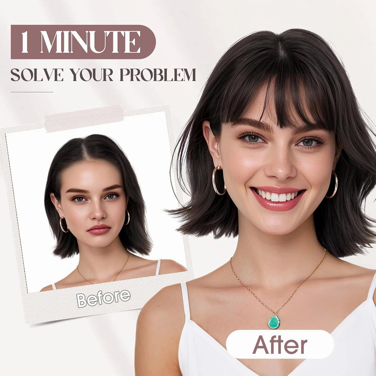 MY-LADY Human Hair Toppers for Women Real Human Hair with Bangs Thin 8 * 10CM Lace Silk Base Clip in Remy Hairpieces Hand-Tied Light Weight 10 Inch Natural Black