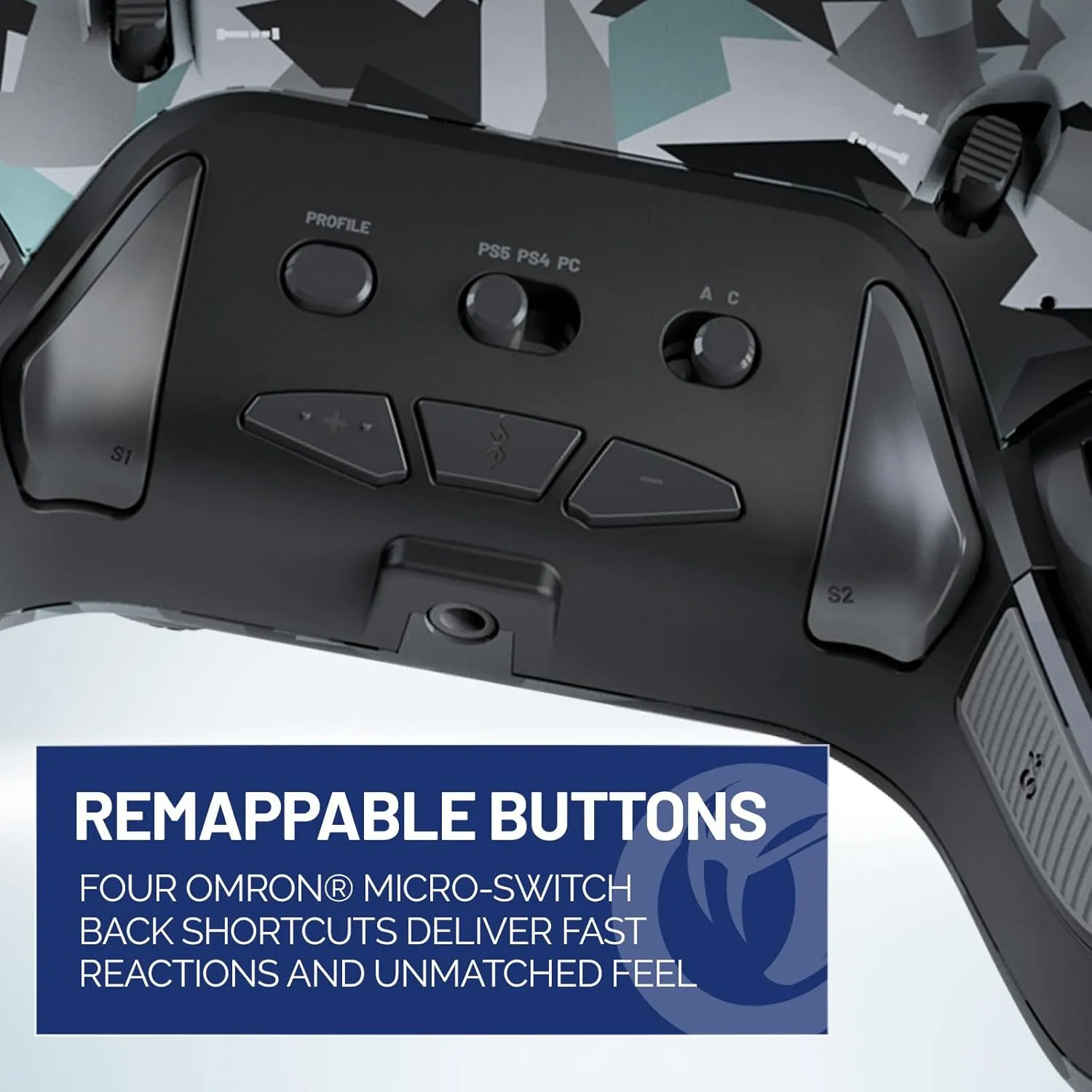 Nacon Revolution 5 Pro Officially Licensed PlayStation Wireless Gaming Controller for PS5 / PS4 / PC - Hall Effect, Trigger Stops, Mappable Buttons, Bluetooth Audio - Arctic Camo