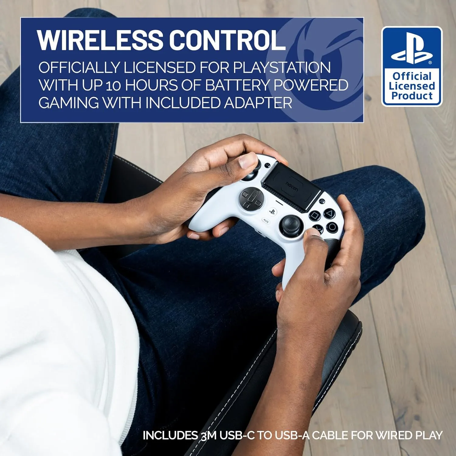 NACON Revolution 5 Pro Officially Licensed PlayStation Wireless Gaming Controller for PS5 / PS4 / PC - Hall Effect, Trigger Stops, Mappable Buttons, Bluetooth Audio - Black/White