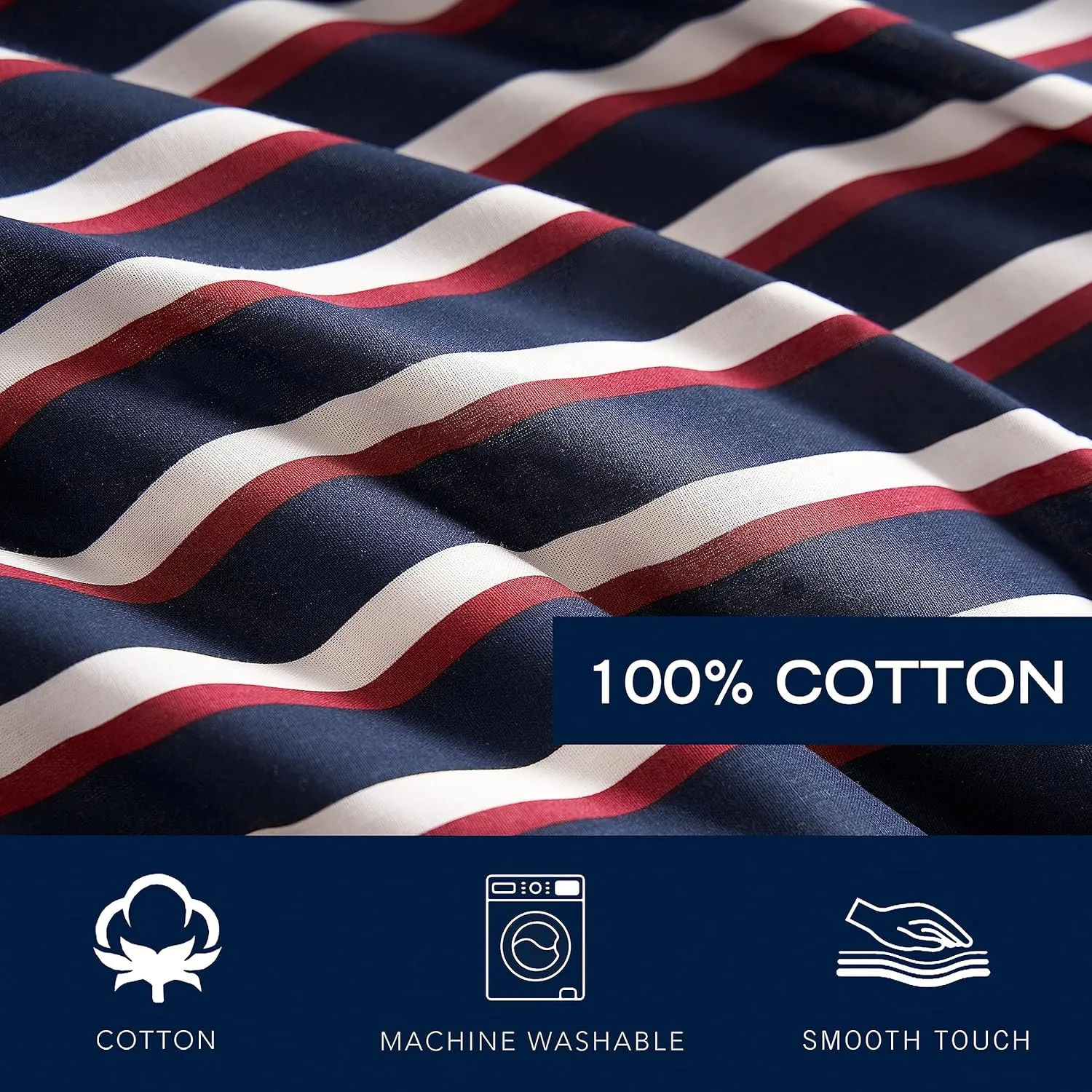 Nautica - Queen Comforter Set, Cotton Reversible Bedding with Matching Shams, Medium Weight for All Seasons (Mineola Navy, Queen)