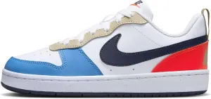 Nike Court Borough Low Recraft Big Kids' Shoes (DV5456-124, White/Light Crimson/Blue Beyond/Thunder Blue)