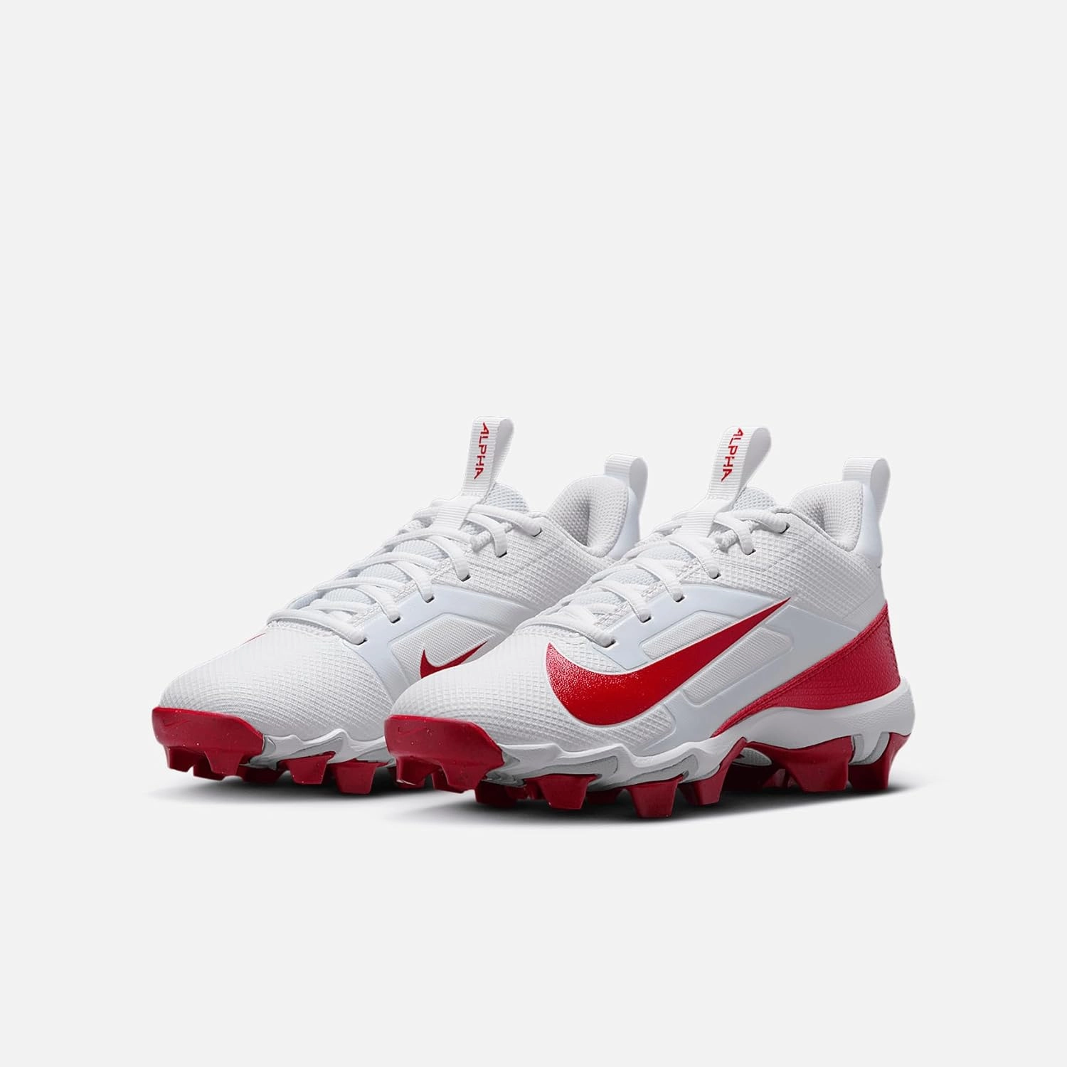 Nike Alpha Menace 4 Shark Big Kids' Football Cleats (FQ4012-102, White/University Red/Photon Dust/University Red)