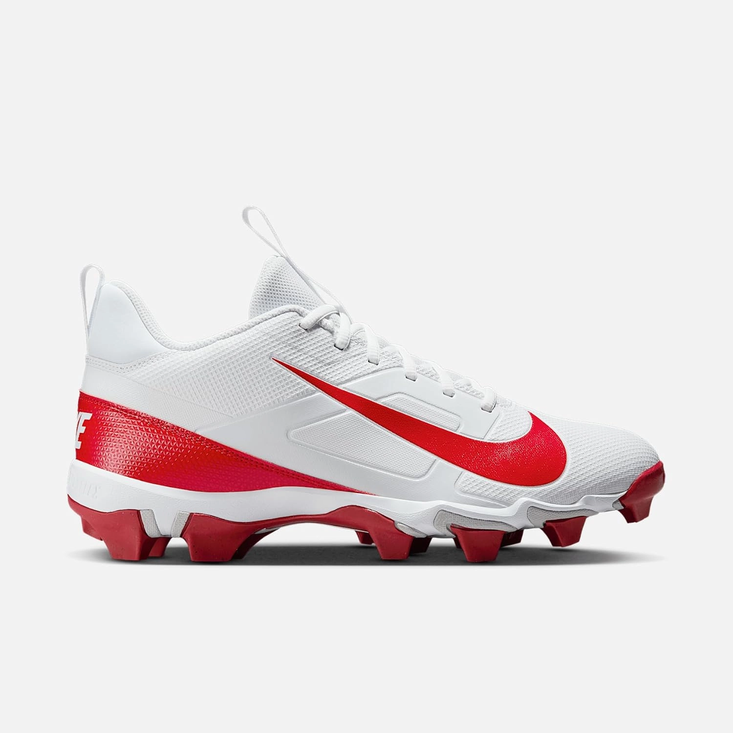 Nike Alpha Menace 4 Shark Football Cleats (FN0028-102, White/University Red/Photon Dust/University Red)