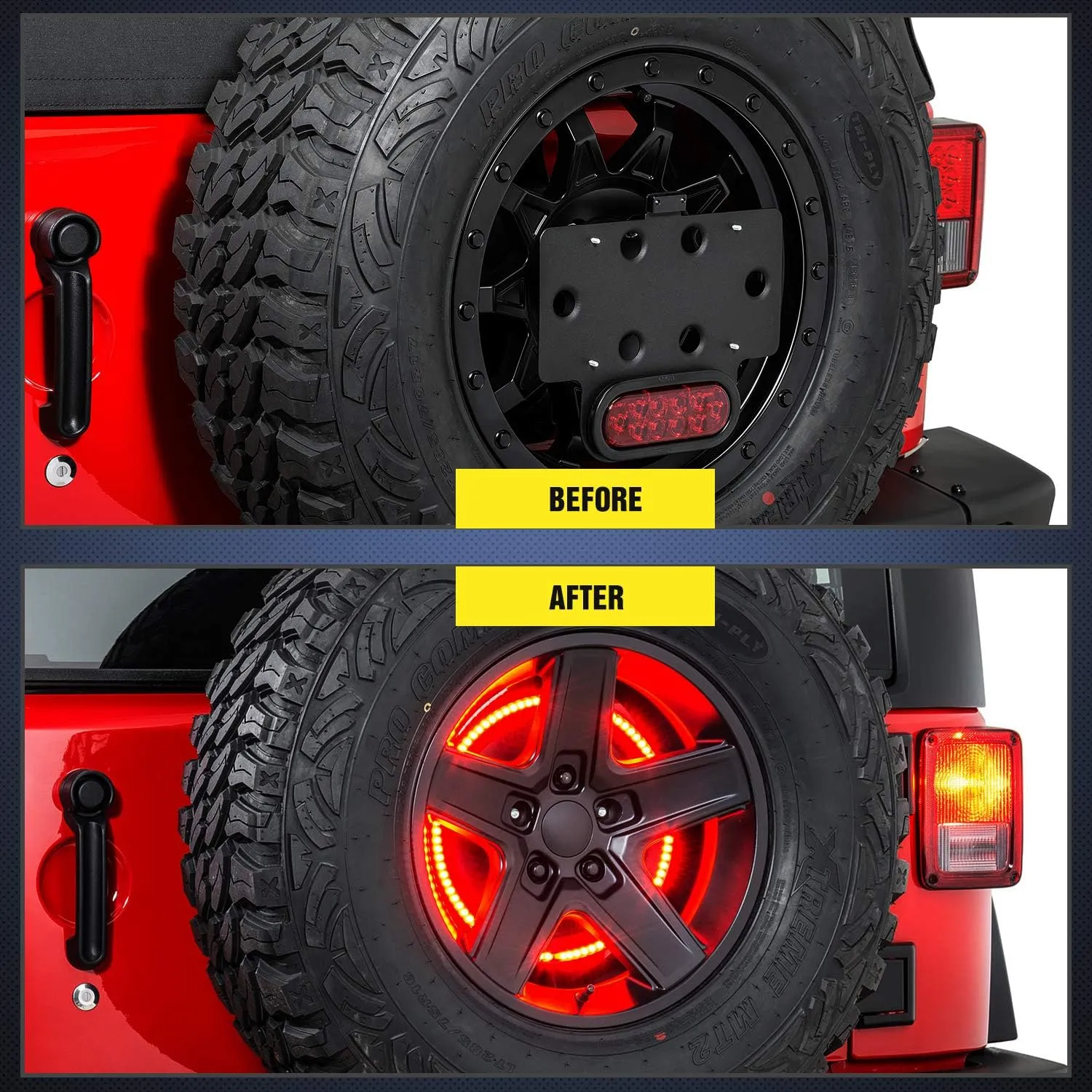 Nilight Spare Tire Brake Light Wheel Light 3rd Third Brake Light Rear lights for Wrangler 2007-2018 JK JKU YJ TJ Red Light