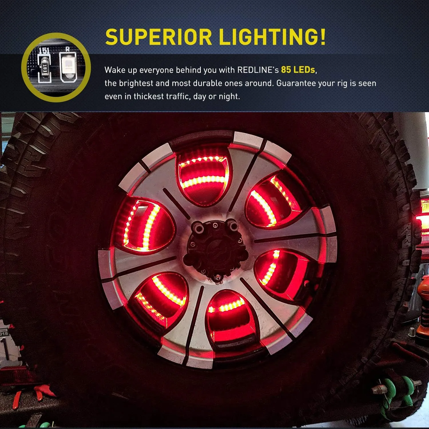 Nilight Spare Tire Brake Light Wheel Light 3rd Third Brake Light Rear lights for Wrangler 2007-2018 JK JKU YJ TJ Red Light