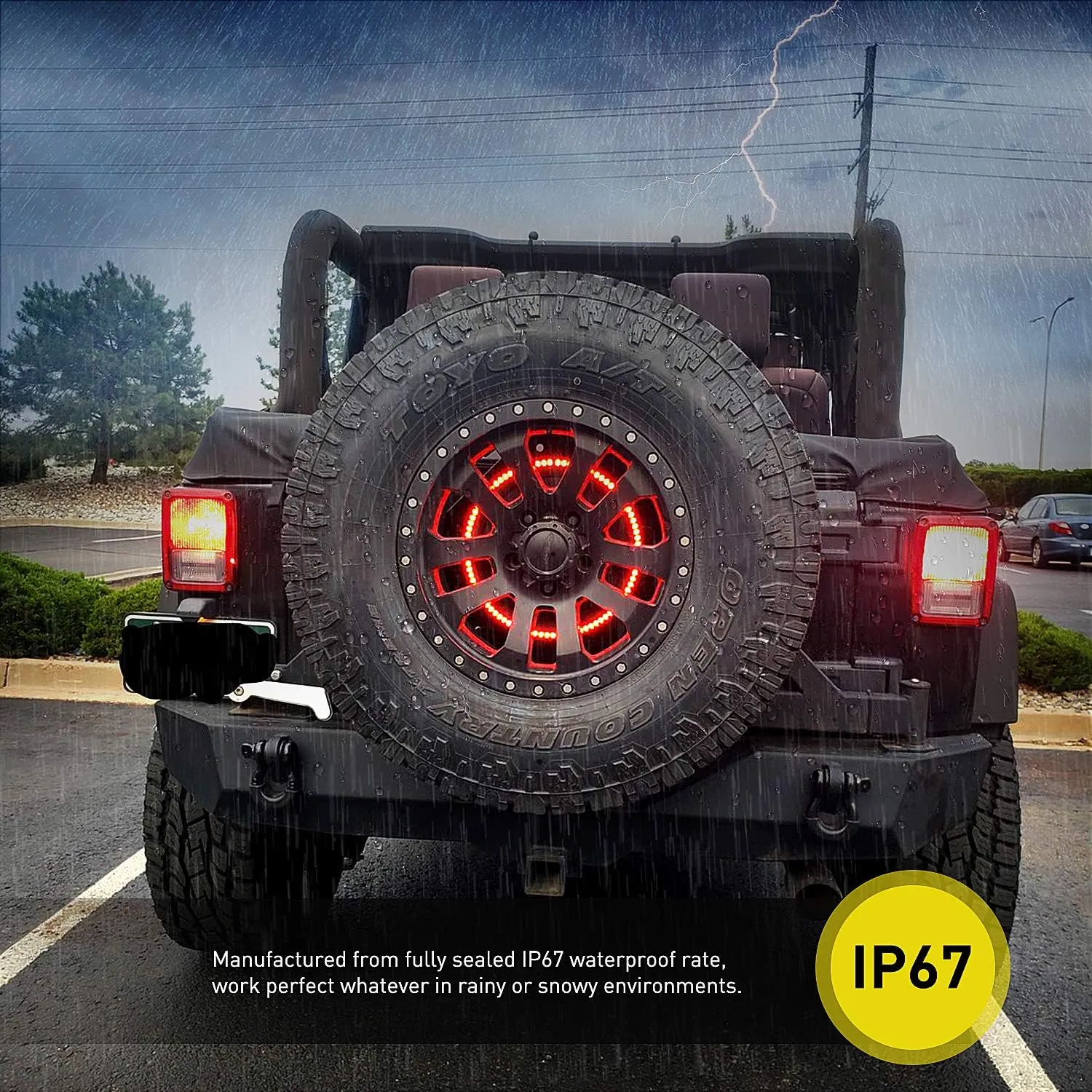 Nilight Spare Tire Brake Light Wheel Light 3rd Third Brake Light Rear lights for Wrangler 2007-2018 JK JKU YJ TJ Red Light