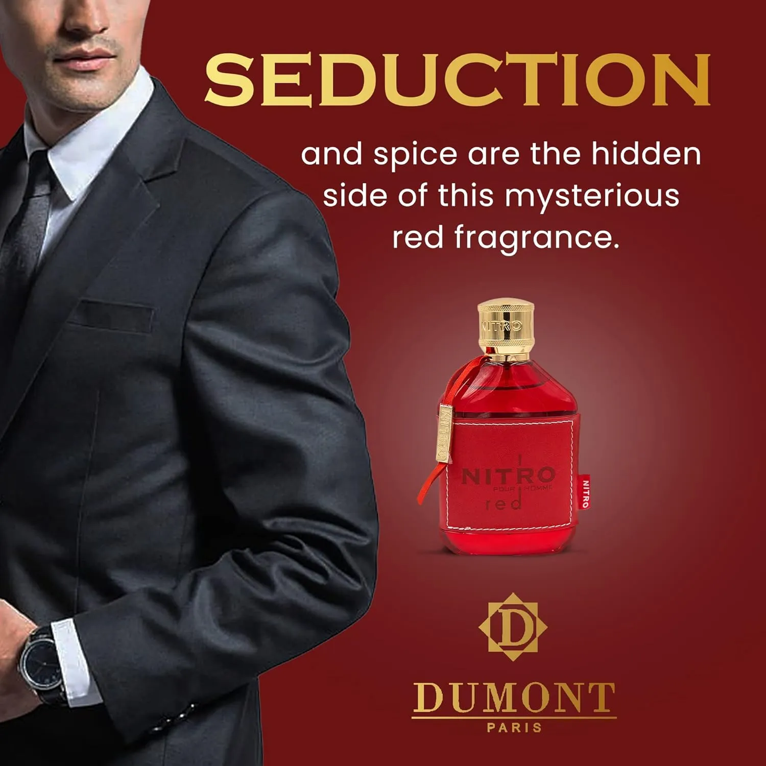 NITRO RED - 3.4oz - Eau De Parfum - Luxury Perfume for Men - Fruit, Woody, Floral & Masculine Fragrance - Long Lasting Cologne Mist & Body Spray - for Him