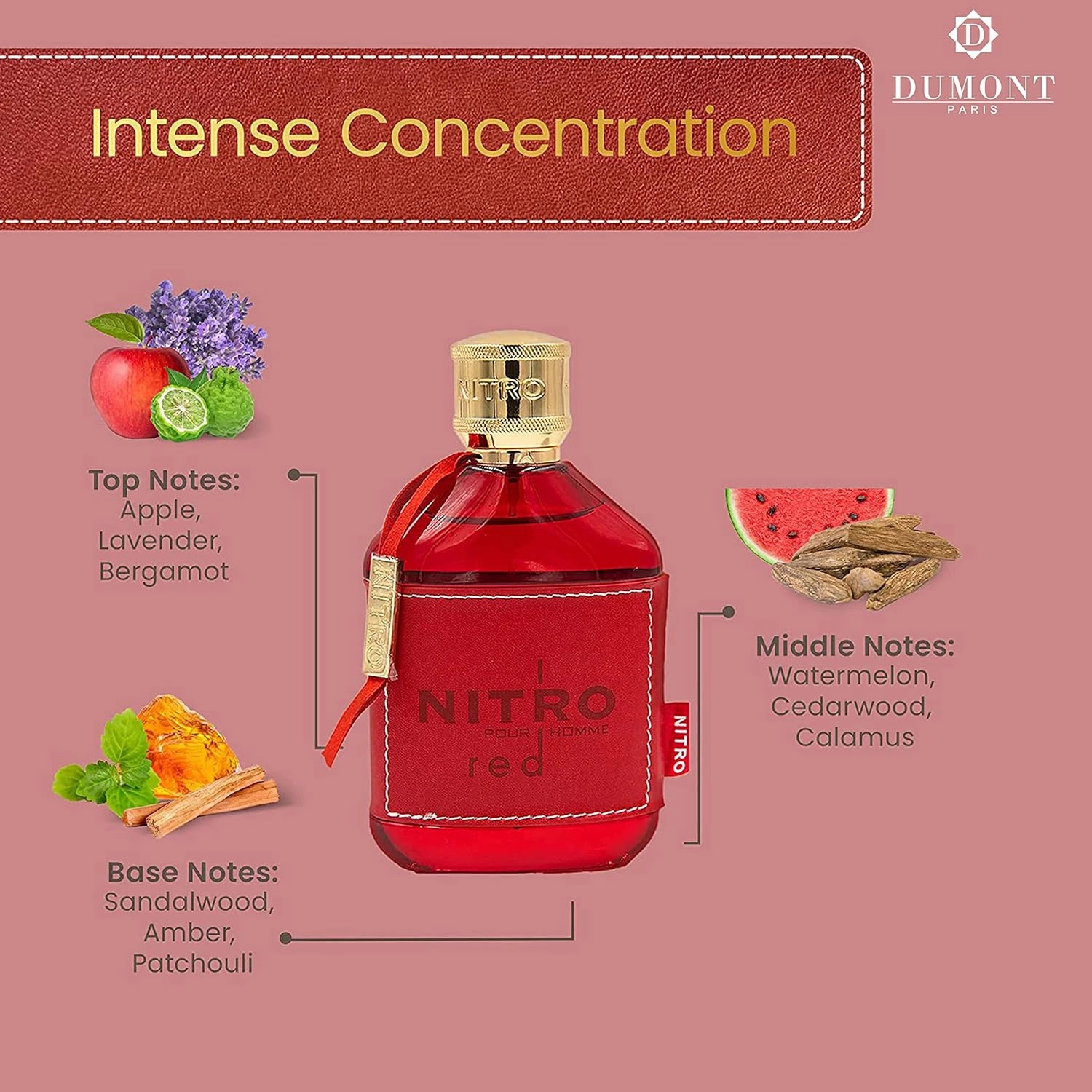 NITRO RED - 3.4oz - Eau De Parfum - Luxury Perfume for Men - Fruit, Woody, Floral & Masculine Fragrance - Long Lasting Cologne Mist & Body Spray - for Him