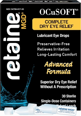 OCuSOFT Retaine MGD Ophthalmic Emulsion - Complete Dry Eye Relief - Soothes Red & Irritated Eyes - 30 Count Preservative-Free Single-Use Containers - 0.01 Fl Oz