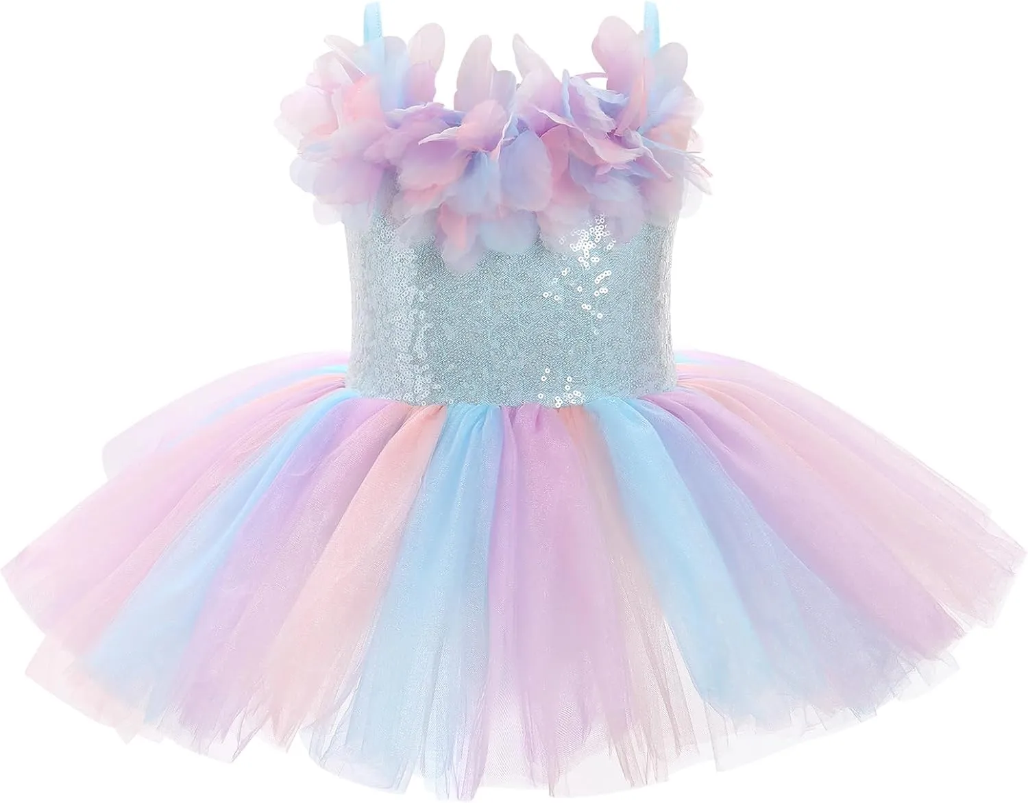 ODASDO Dance Leotard for Girls Toddler Kids Shiny Sequin Flower Camisole Dress Tutu Skirt Ballerina Dancewear