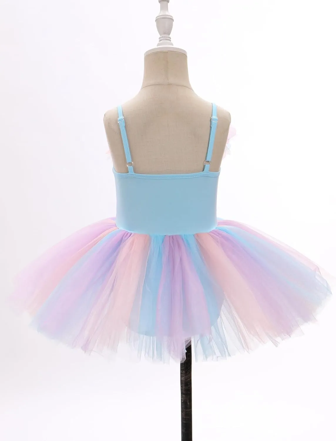 ODASDO Dance Leotard for Girls Toddler Kids Shiny Sequin Flower Camisole Dress Tutu Skirt Ballerina Dancewear