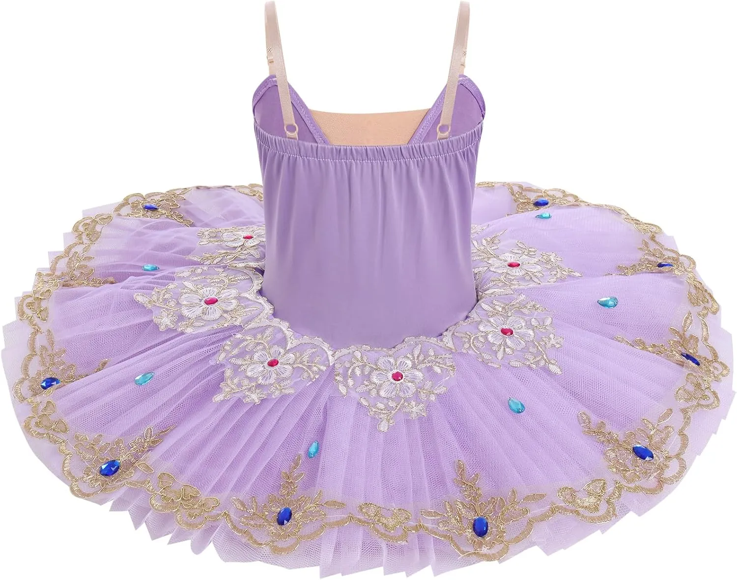 ODASDO Girls Ballet Dance Flat Tutu Pancake Dress Kids Professional Swan Lake Princess Platter Dress for Stage Performance