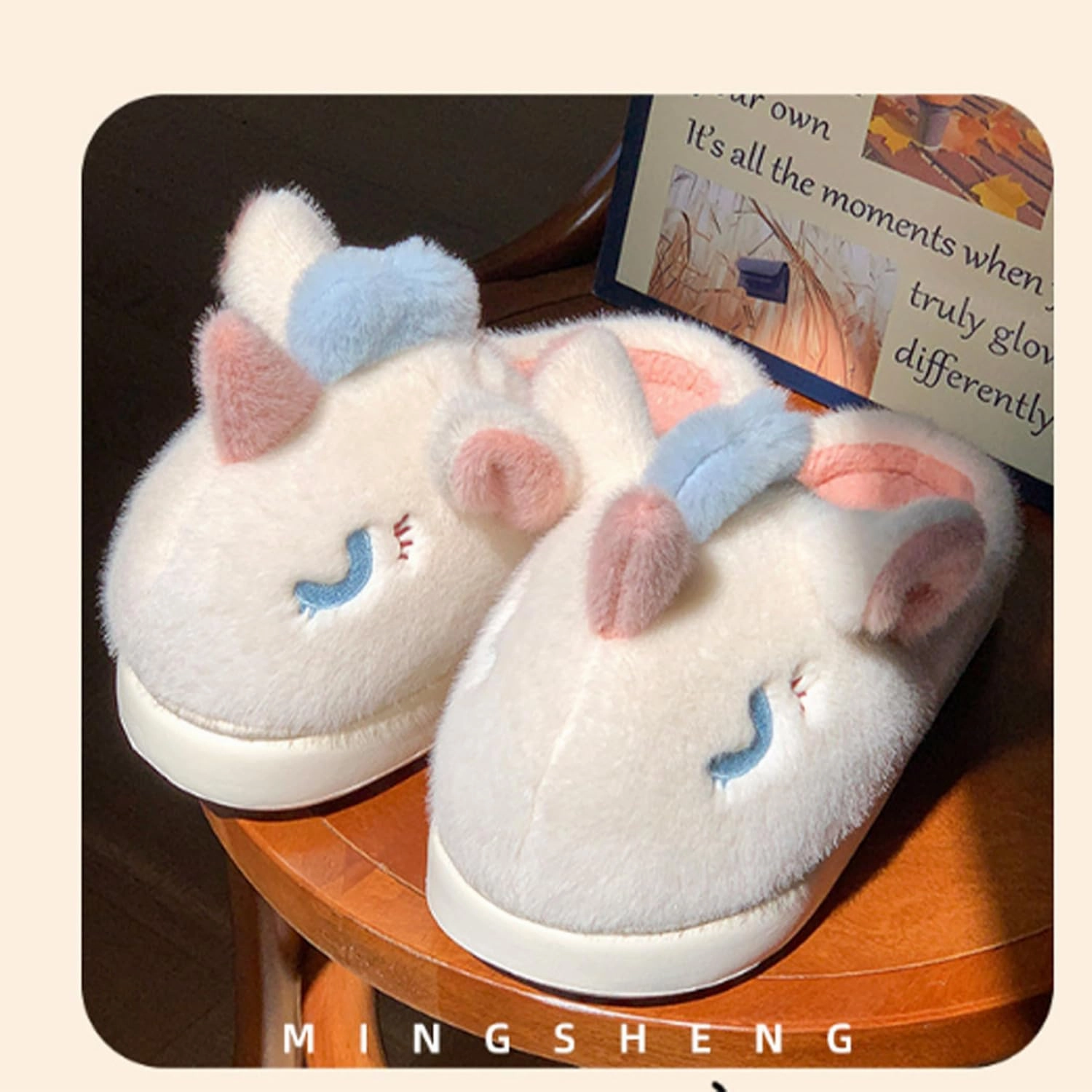 Odd clown couple cotton slippers female new winter net red men's cotton shoes indoor home wear thick bottom heightened