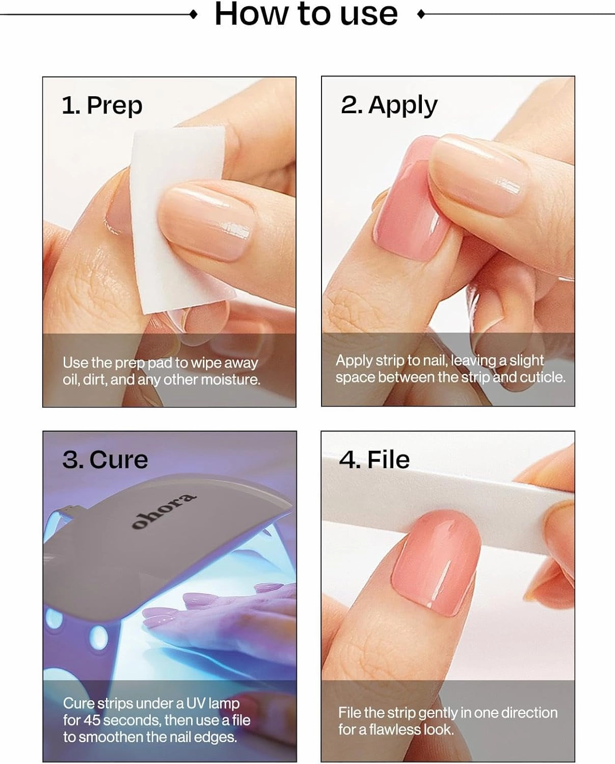 ohora Semi Cured Gel Nail Strips (N Cupid's Heart) - Red, Glitter, Works with Any UV/LED Lamps, Salon-Quality, Long Lasting, Easy to Apply & Remove - Includes 2 Prep Pads, Nail File & Wooden Stick