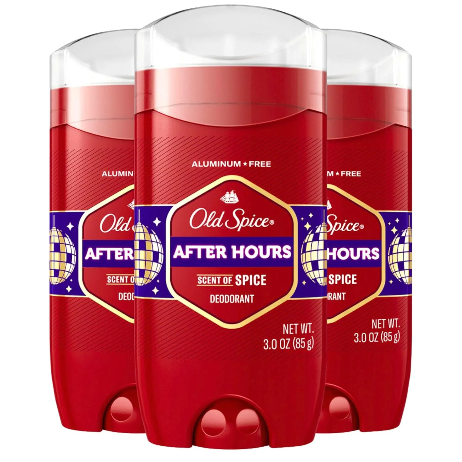 Old Spice Aluminum Free Deodorant for Men, 24/7 Odor Protection, 24/7 Freshness & Lasting Scent, Afterhours with Spice Scent, 3.0 oz (Pack of 3)