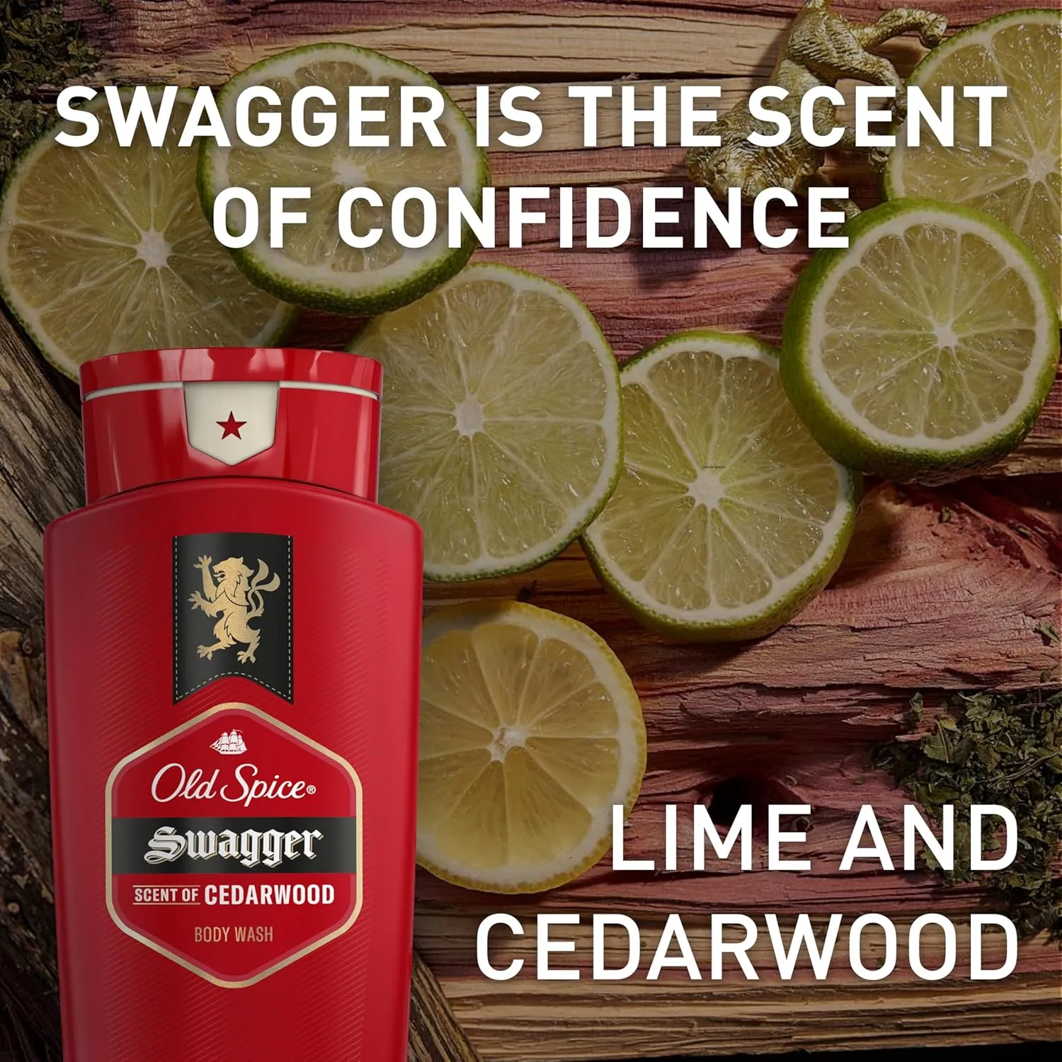 Old Spice Refreshing Body Wash for Men, 3X Defense, 24/7 Shower Fresh with Long Lasting Scent, Red Collection, Swagger with Cedarwood Scent, 16 oz (Pack of 4)