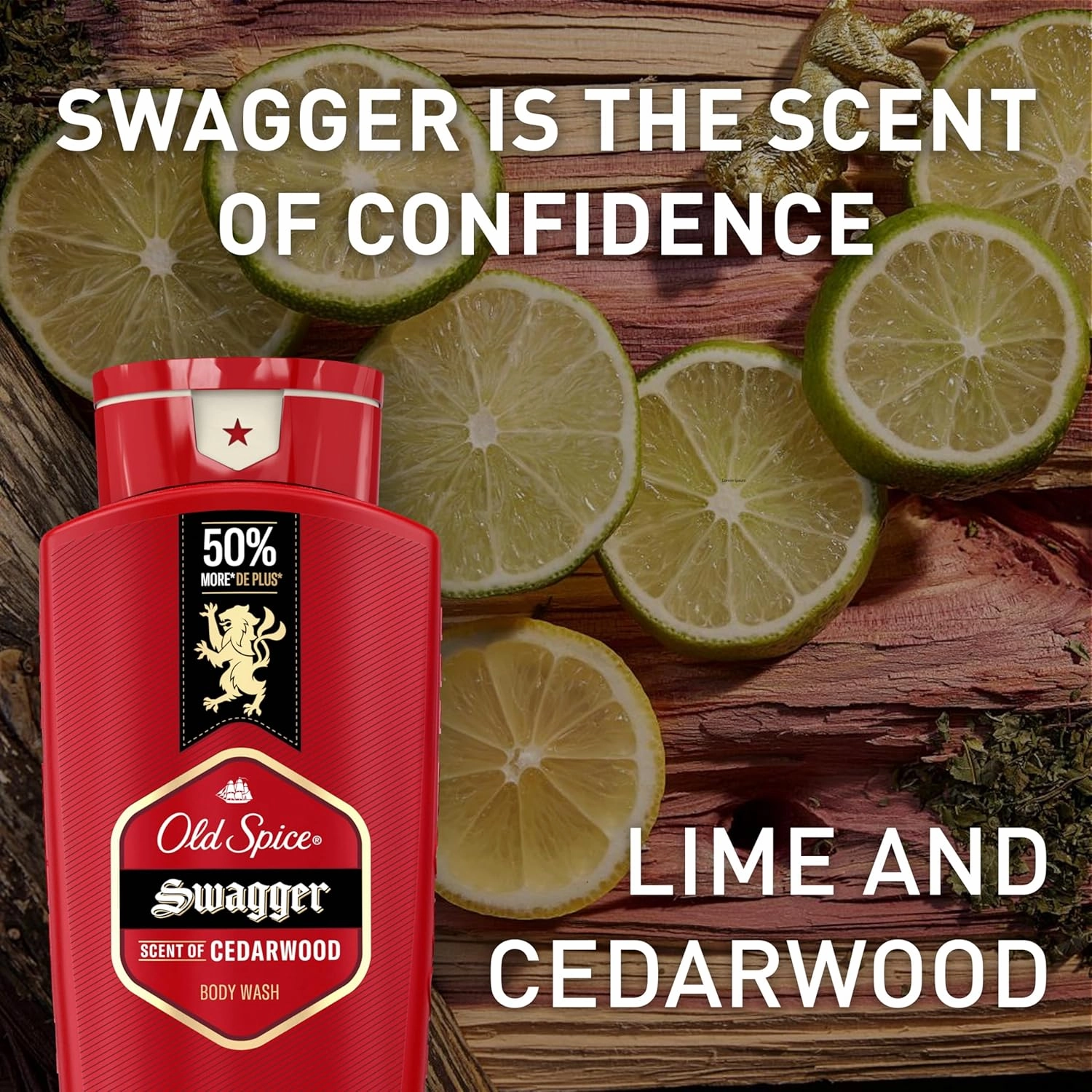 Old Spice Refreshing Body Wash for Men, 3X Defense, 24/7 Shower Fresh with Long Lasting Scent, Red Collection, Swagger with Cedarwood Scent, 24 oz (Pack of 2)