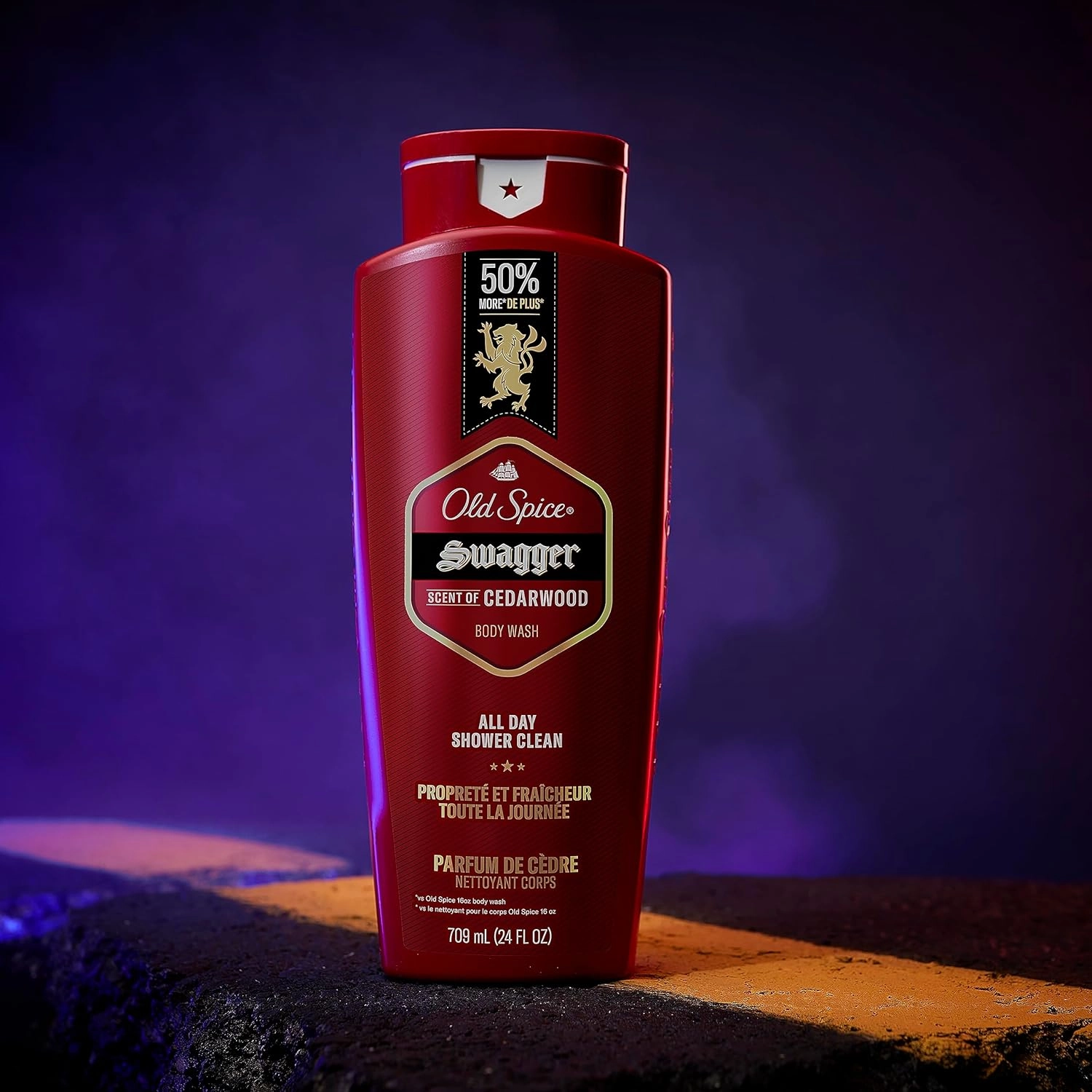 Old Spice Refreshing Body Wash for Men, 3X Defense, 24/7 Shower Fresh with Long Lasting Scent, Red Collection, Swagger with Cedarwood Scent, 24 oz (Pack of 4)