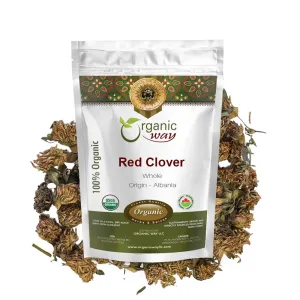 Organic Way Red Clover Blossoms Dried Whole - Herbal Tea | European Wild-Harvest | Organic & Kosher Certified | Raw, Vegan, Non GMO & Gluten Free | USDA Certified | Origin - Albania (1LBS / 16Oz)