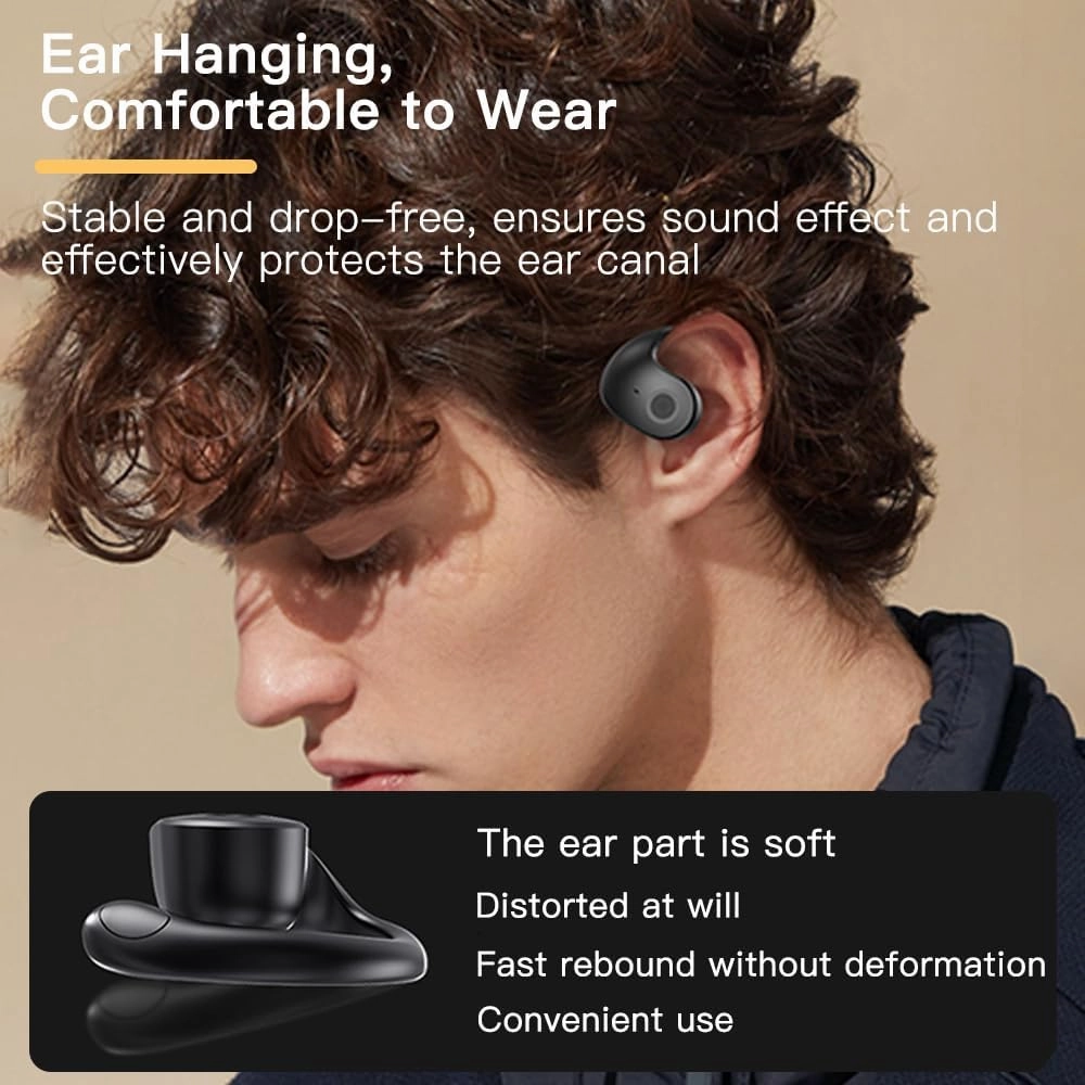 Ows Hanging Earphones 5.4 Bluetooth , Air Conduction Wireless Bluetooth Earphone, Bluetooth BT 5.4 Low Latency, Open Ear Headphones IPX5 Waterproof and Noise Reducing Touch Sports Earphones black