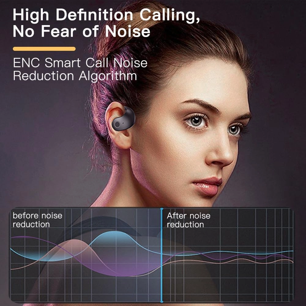 Ows Hanging Earphones 5.4 Bluetooth , Air Conduction Wireless Bluetooth Earphone, Bluetooth BT 5.4 Low Latency, Open Ear Headphones IPX5 Waterproof and Noise Reducing Touch Sports Earphones black