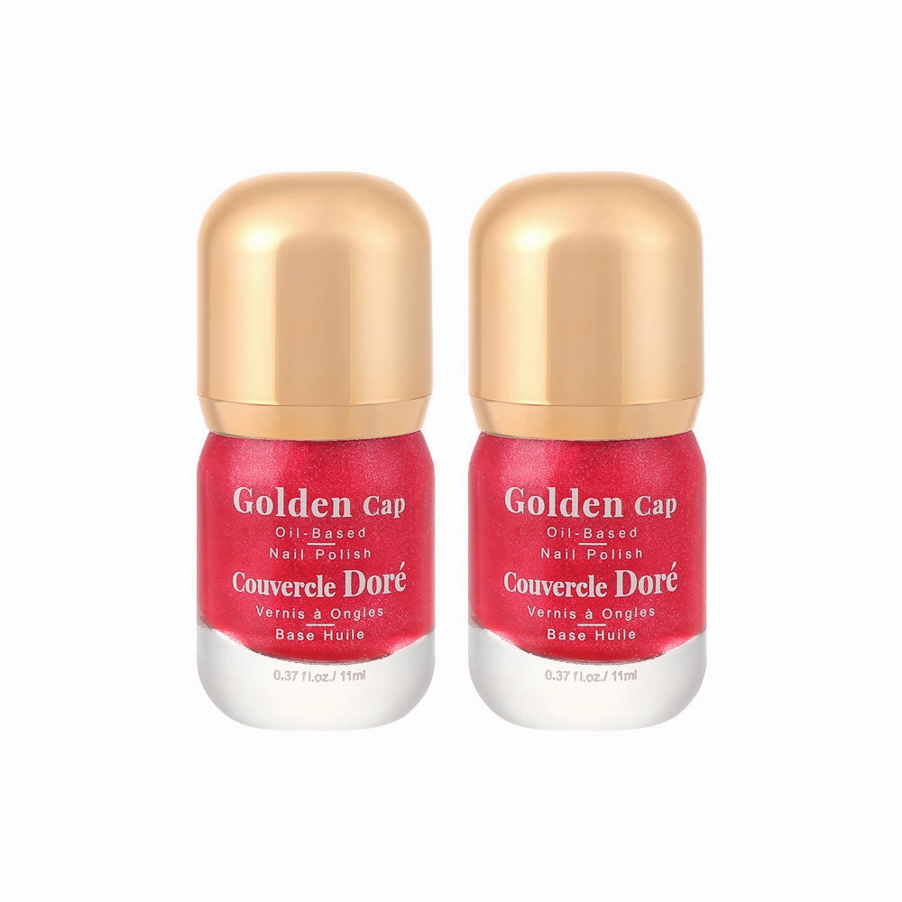 Pack Of 2 | Golden Cap Oil-based Nail Polish(13 Shiny Pink)