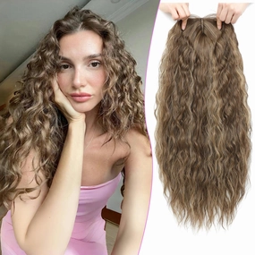 PANEWAY Curly Hair Topper Lightweight, Natural-Looking Hairpiece for Women, Easy Clip-In Hair Extensions for Instant Volume & Coverage