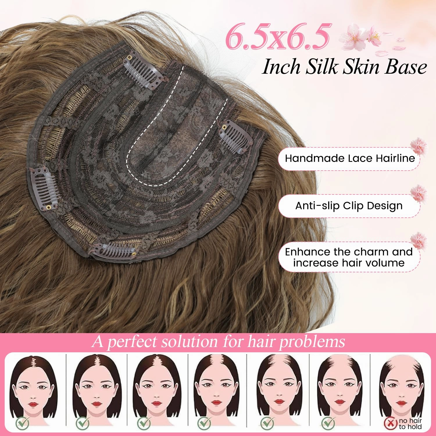 PANEWAY Curly Hair Topper Lightweight, Natural-Looking Hairpiece for Women, Easy Clip-In Hair Extensions for Instant Volume & Coverage