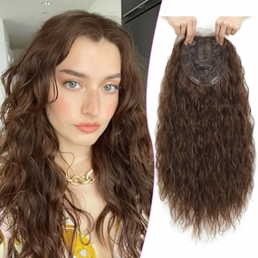 PANEWAY Hair Topper 20Inch Hair Toppers For Women with Thinning Hair Add Hair Volume Brown Synthetic 6.5’’x6.5’’ Ladies Wiglets Toppers Hair Pieces for Women