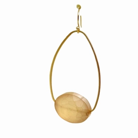 Peach Matte Crystal Inset Oval Matte Gold Earrings