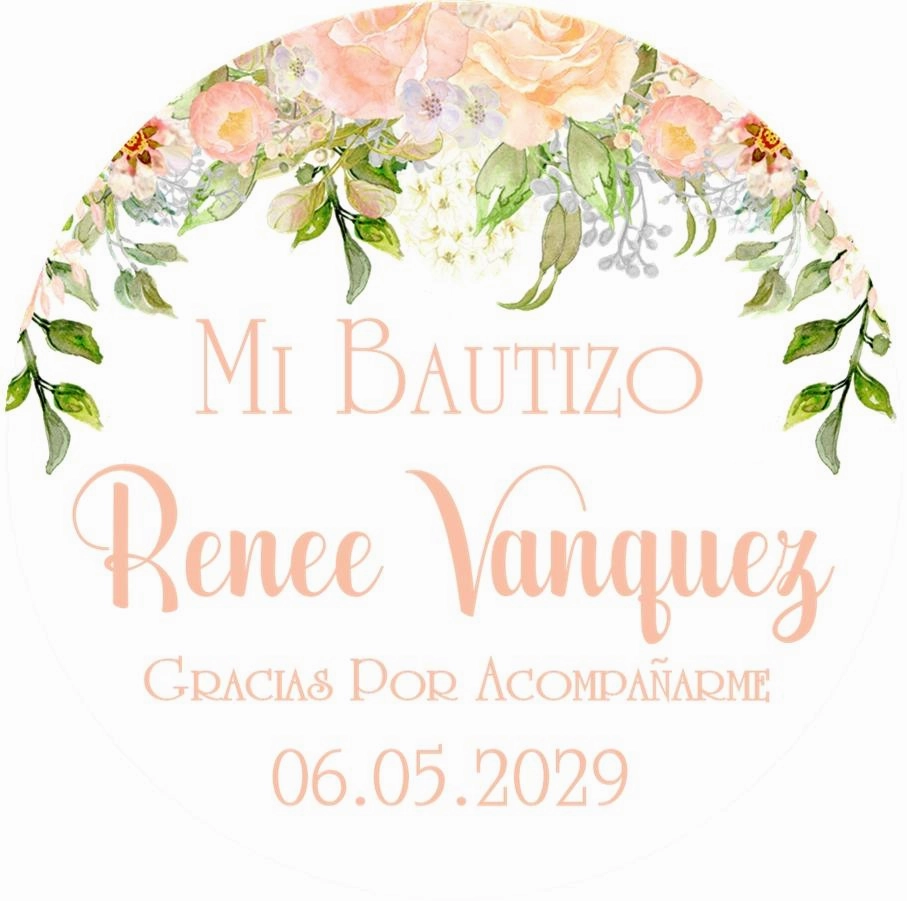Peach Spanish Baptism Stickers