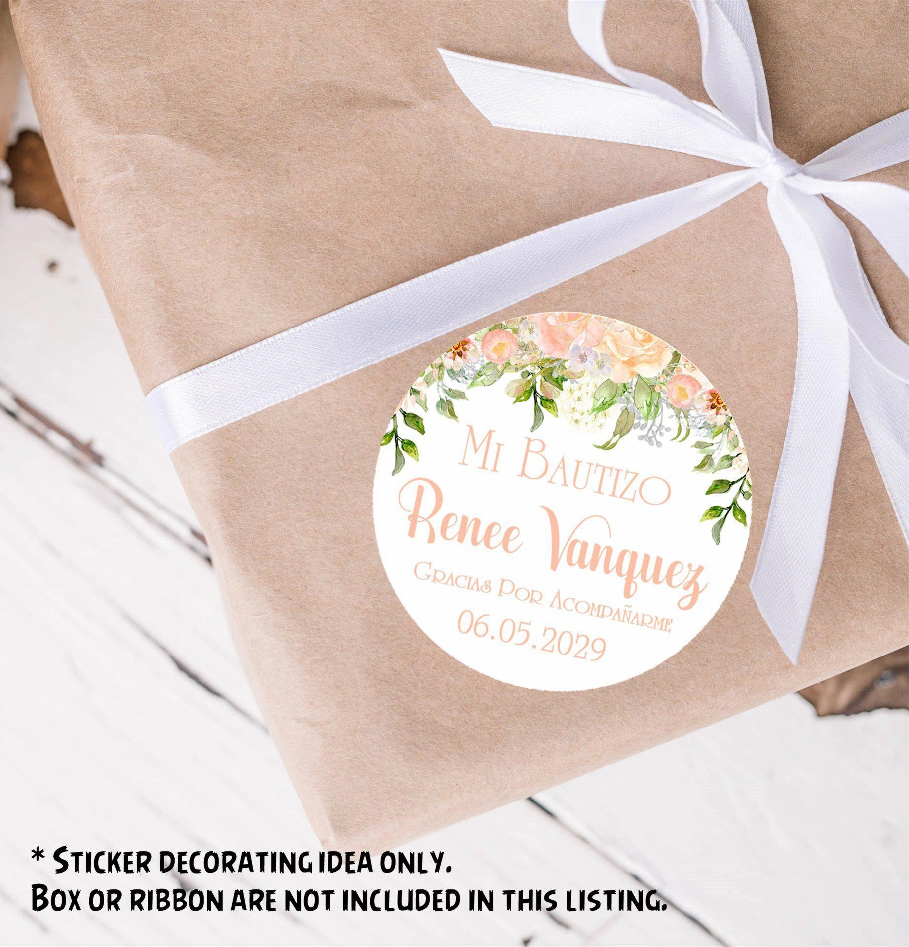 Peach Spanish Baptism Stickers